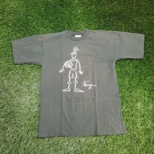 VTG Dated 1987 Thiny Stick Figure Art Tee Single Stitch 80s Boxy M Faded